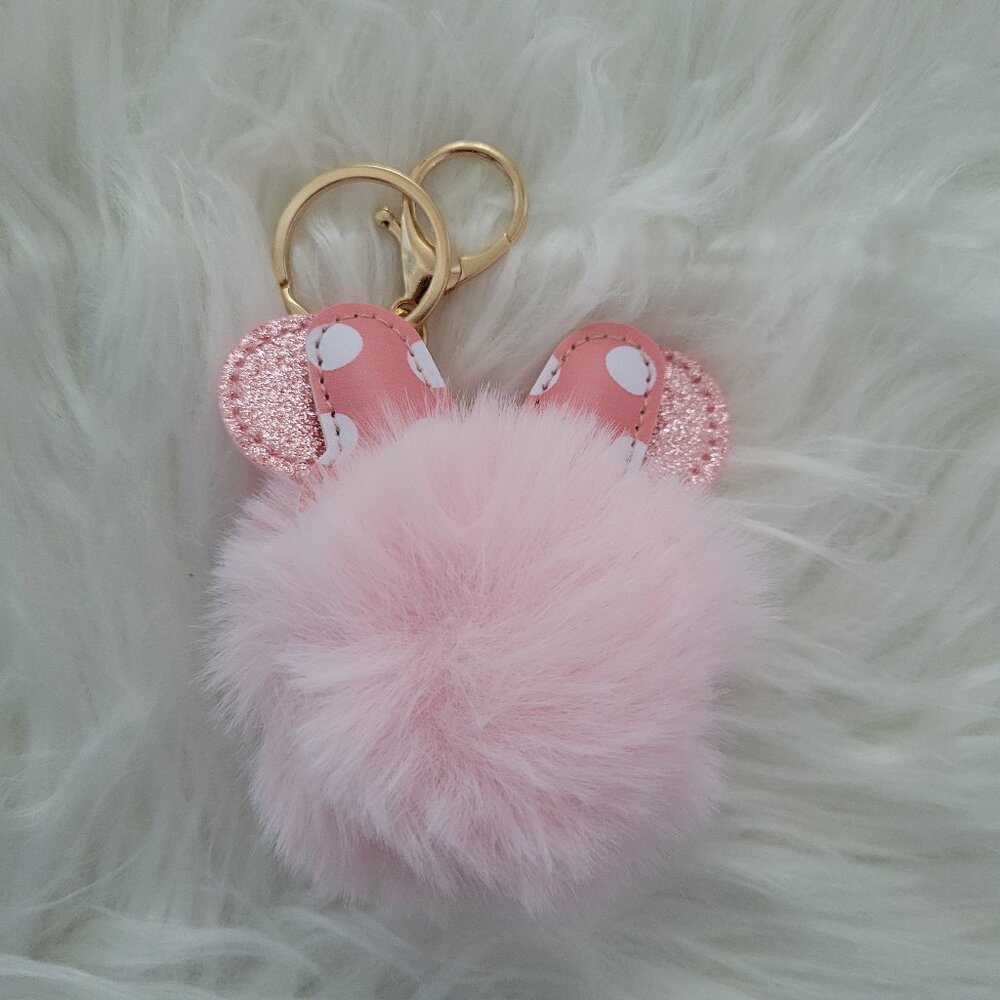 Minnie Mouse Ears Puff Keychain